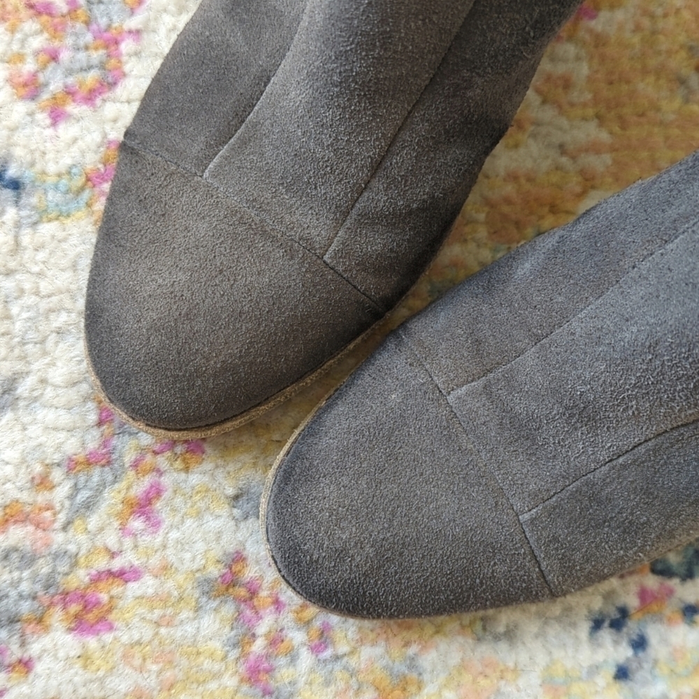 Hoss Intropia Classic Suede Leather Round Toe Block Heel Ankle Booties Gray 38 - Picture 3 of 16